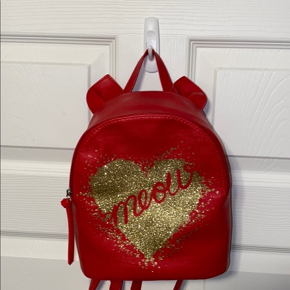 🎒 Red Vegan Leather Mini Backpack 🎒 - Picture 2 of 6